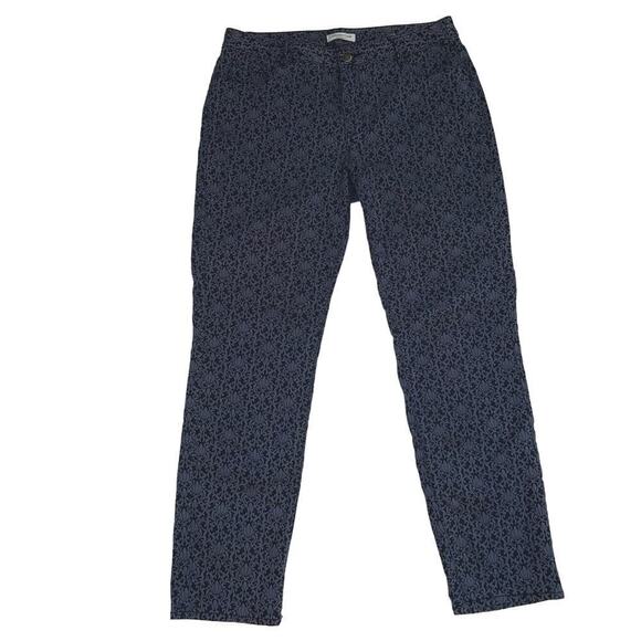 Coldwater Creek Natural Fit Navy Blue Jacqard Pants Size 14 Brocade Look - Picture 1 of 12